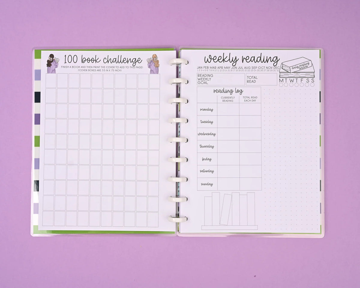 Reading Journal 2026 with Weekly Tracking Pages, 100 Book Challenge, Reviews, Dot Grid Notes and Sticker Sheets