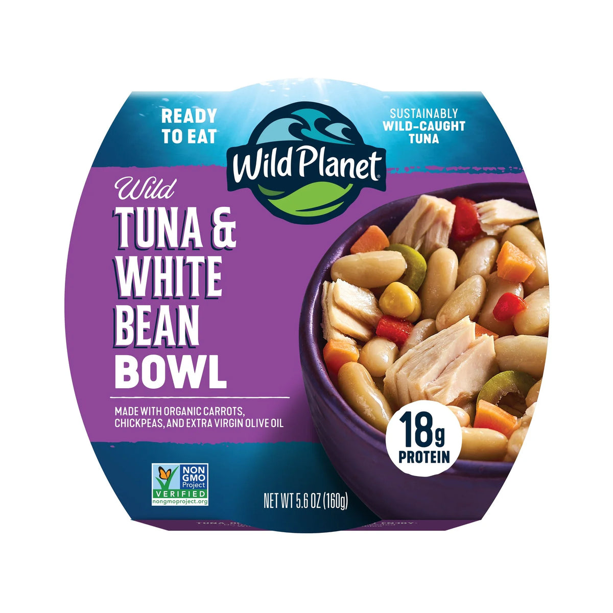 Ready-to-Eat Tuna and White Bean Salad Bowls with Organic Chickpeas, Vegetables, 18g Protein and No-Prep Convenience
