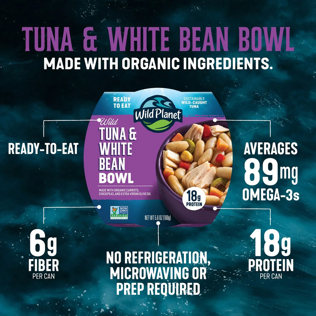 Ready-to-Eat Tuna and White Bean Salad Bowls with Organic Chickpeas, Vegetables, 18g Protein and No-Prep Convenience