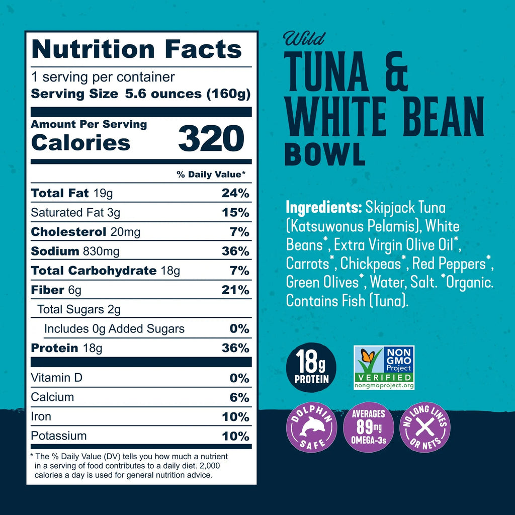 Ready-to-Eat Tuna and White Bean Salad Bowls with Organic Chickpeas, Vegetables, 18g Protein and No-Prep Convenience