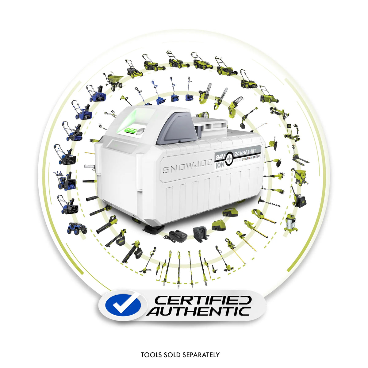 Rechargeable Lithium-Ion Tool Battery, 24V 5.0 Ah, with Charge Indicator for Cordless Outdoor Tools