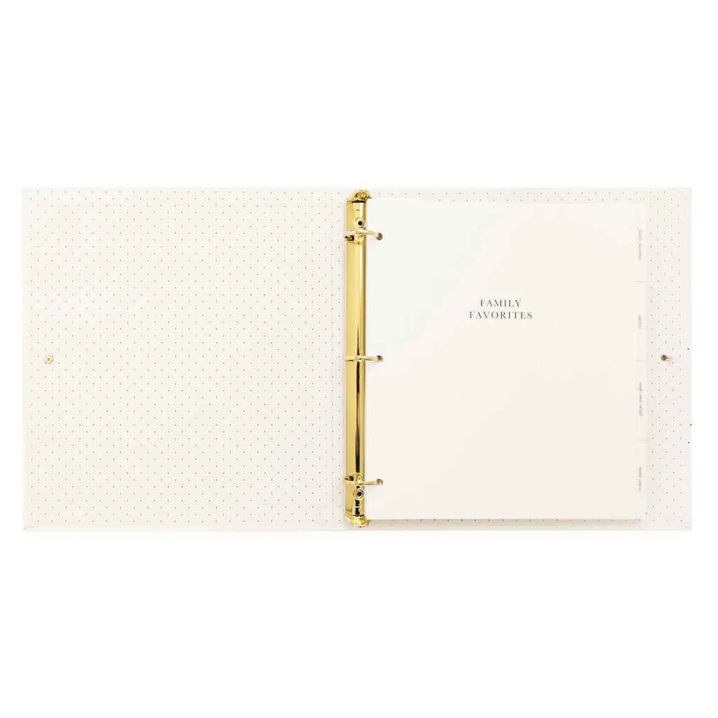 Recipe Binder with Eight Divided Tabs, Refillable Clear Sheets, and Pockets for Family Favorites
