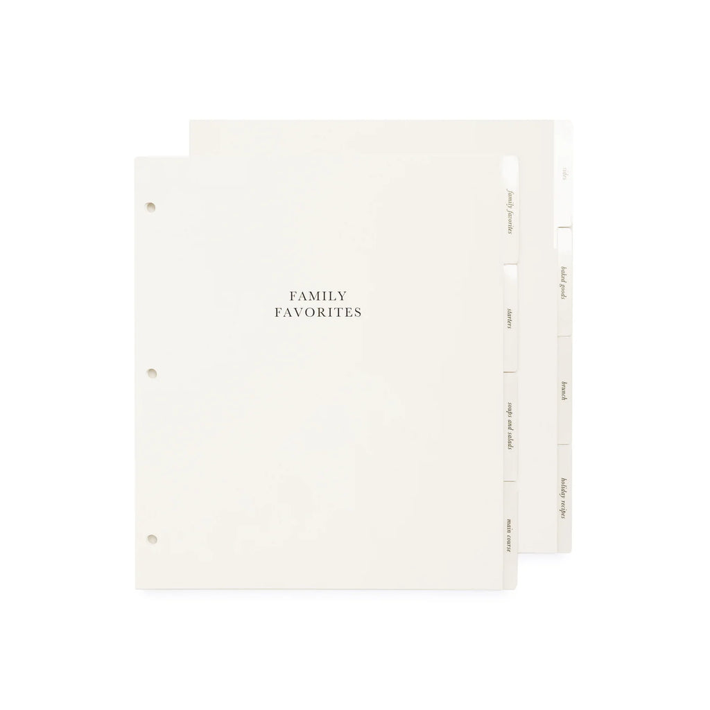 Recipe Binder with Eight Divided Tabs, Refillable Clear Sheets, and Pockets for Family Favorites