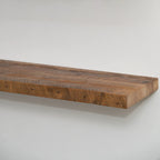 Reclaimed Hardwood Floating Shelves, Solid Wood Wall Storage with Hidden Brackets in Custom Widths and Depths