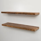 Reclaimed Hardwood Floating Shelves, Solid Wood Wall Storage with Hidden Brackets in Custom Widths and Depths