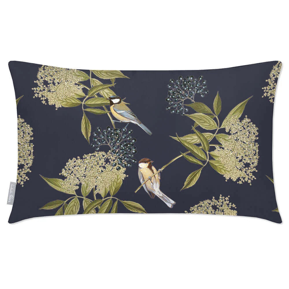 Rectangular Outdoor Cushion in a Birds and Elderflowe — Graphite / 50 x 30 cm / Graphite / 55 x 35 cm / Graphite / 60 x 40 cm