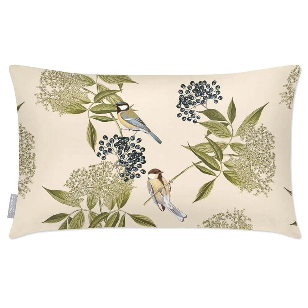 Rectangular Outdoor Cushion in a Birds and Elderflower Design — Cream / 50 x 30 cm / Cream / 55 x 35 cm / Cream / 60 x 40 cm
