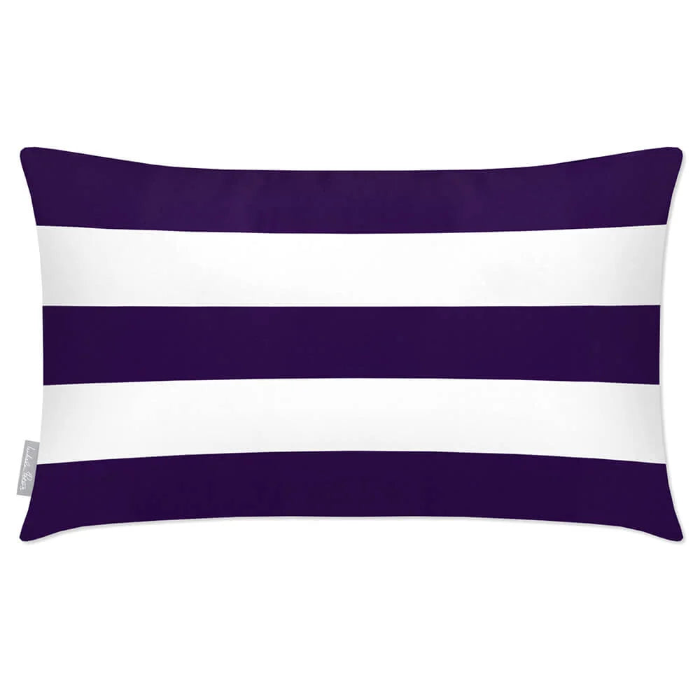 Rectangular Outdoor Cushion in Three Horizontal St — Morc Blue / 50 x 30 cm / Morc Blue / 55 x 35 cm / Morc Blue / 60 x 40 cm