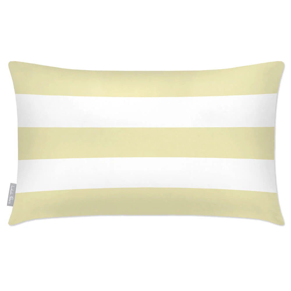 Rectangular Outdoor Cushion in Three Horizontal Stripes, Handm — Cream / 50 x 30 cm / Cream / 55 x 35 cm / Cream / 60 x 40 cm