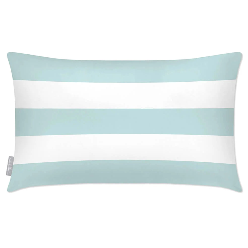 Rectangular Outdoor Cushion in Three Horizontal Strip — Duck Egg / 50 x 30 cm / Duck Egg / 55 x 35 cm / Duck Egg / 60 x 40 cm
