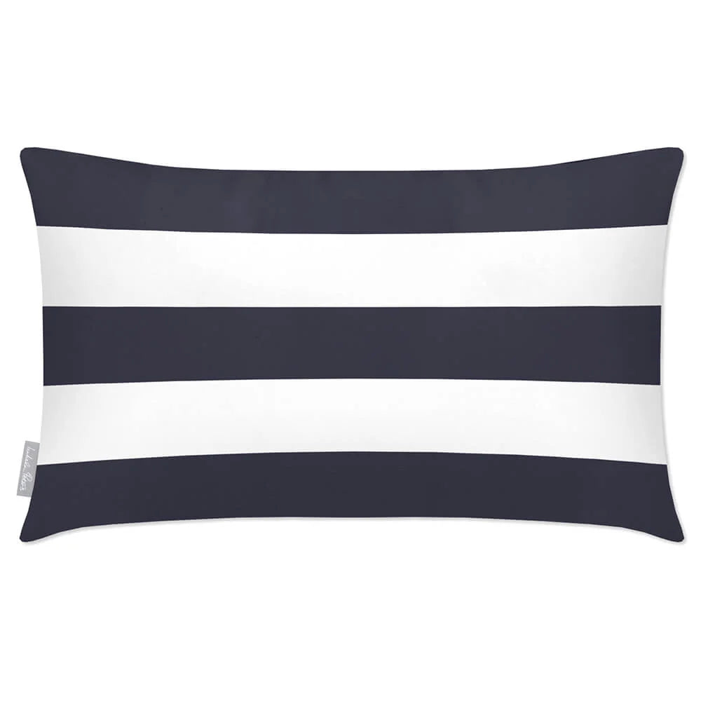 Rectangular Outdoor Cushion in Three Horizontal Strip — Graphite / 50 x 30 cm / Graphite / 55 x 35 cm / Graphite / 60 x 40 cm