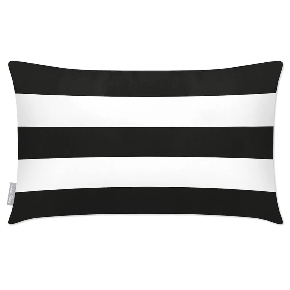 Rectangular Outdoor Cushion in Three Horizontal Strip — Charcoal / 50 x 30 cm / Charcoal / 55 x 35 cm / Charcoal / 60 x 40 cm