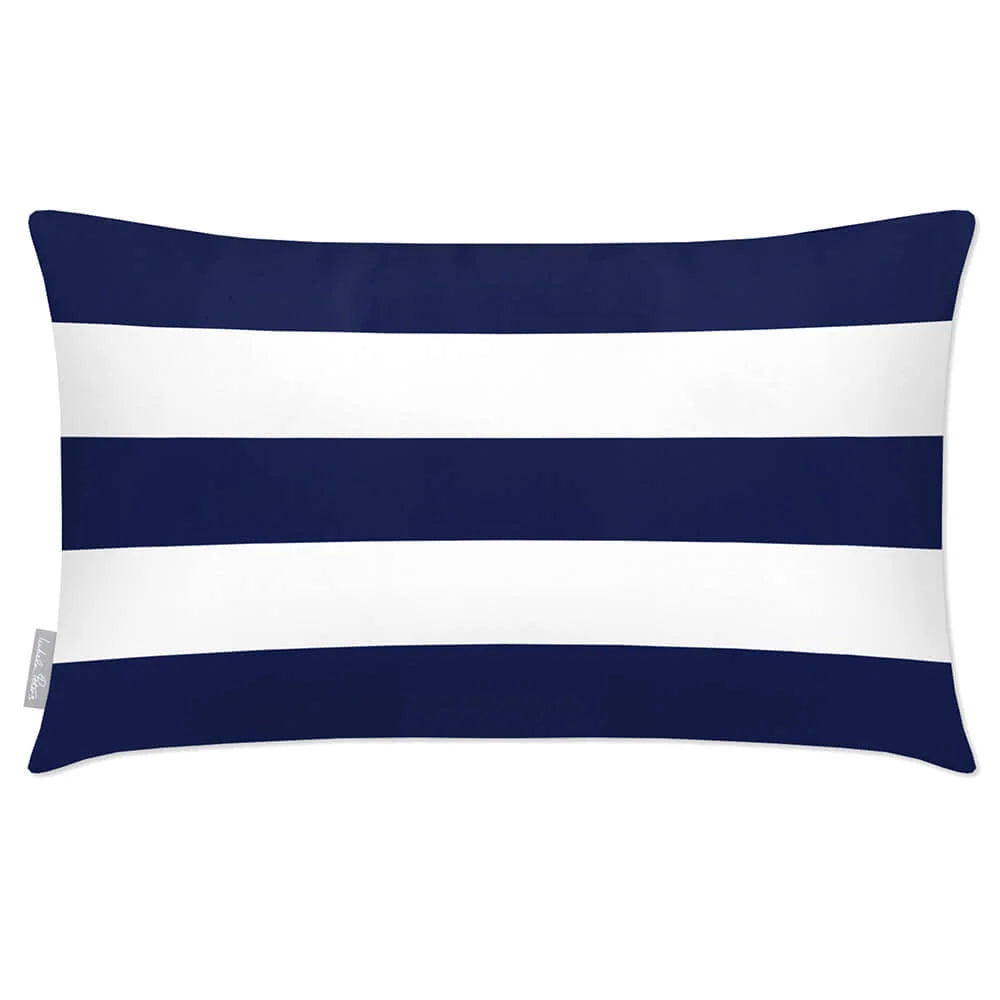 Rectangular Outdoor Cushion in Three Horizontal Strip — Midnight / 50 x 30 cm / Midnight / 55 x 35 cm / Midnight / 60 x 40 cm