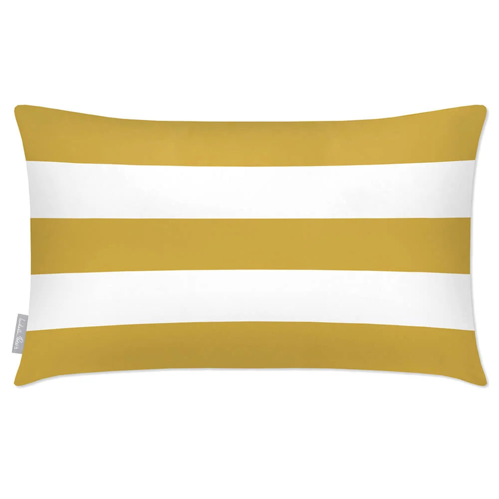 Rectangular Outdoor Cushion in Three Horizontal Stripes — Mustard / 50 x 30 cm / Mustard / 55 x 35 cm / Mustard / 60 x 40 cm