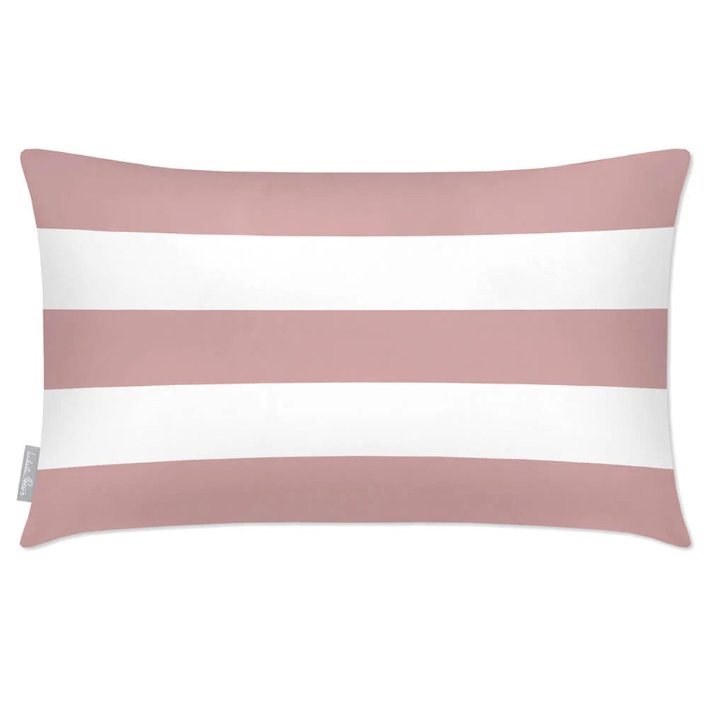 Rectangular Outdoor Cushion in Three Horizontal St — Rosewater / 50 x 30 cm / Rosewater / 55 x 35 cm / Rosewater / 60 x 40 cm