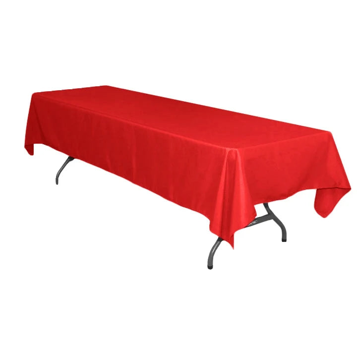 Rectangular Polyester Tablecloth in Solid Red, 60 x 126 Inches,
