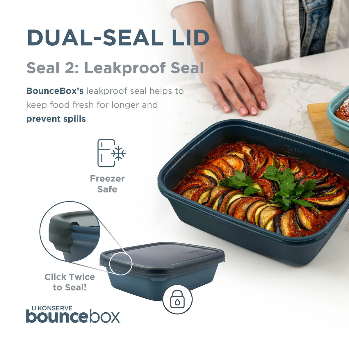 Rectangular Silicone Food Storage Container for Oven Baking, Microwave Reheating and Freezer Storage