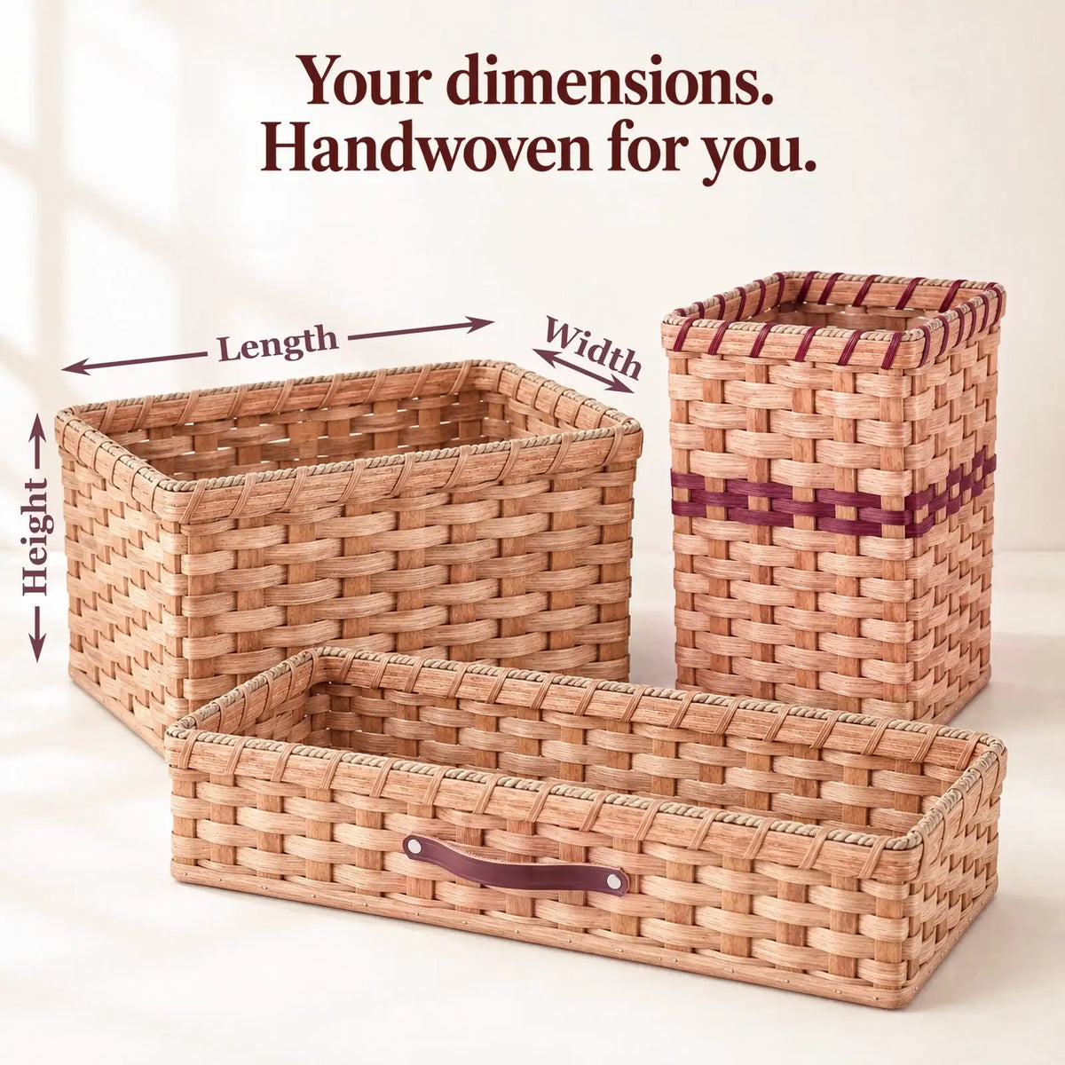 Rectangular Wicker Storage Basket Handwoven to Custom Dimensions