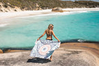 Recycled Sand Free Beach Towel, Oversized 5'3" x 2'11" Design with Waterproof Storage Bag · Sound of Summer - Recycled San