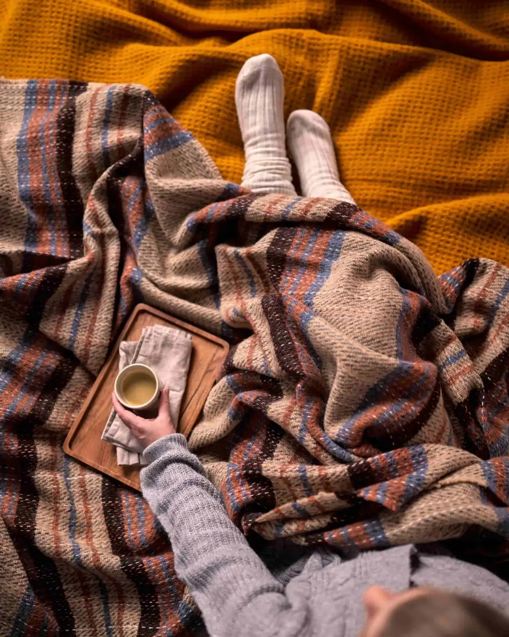 Recycled Wool Blanket in a Random Tartan Colourway