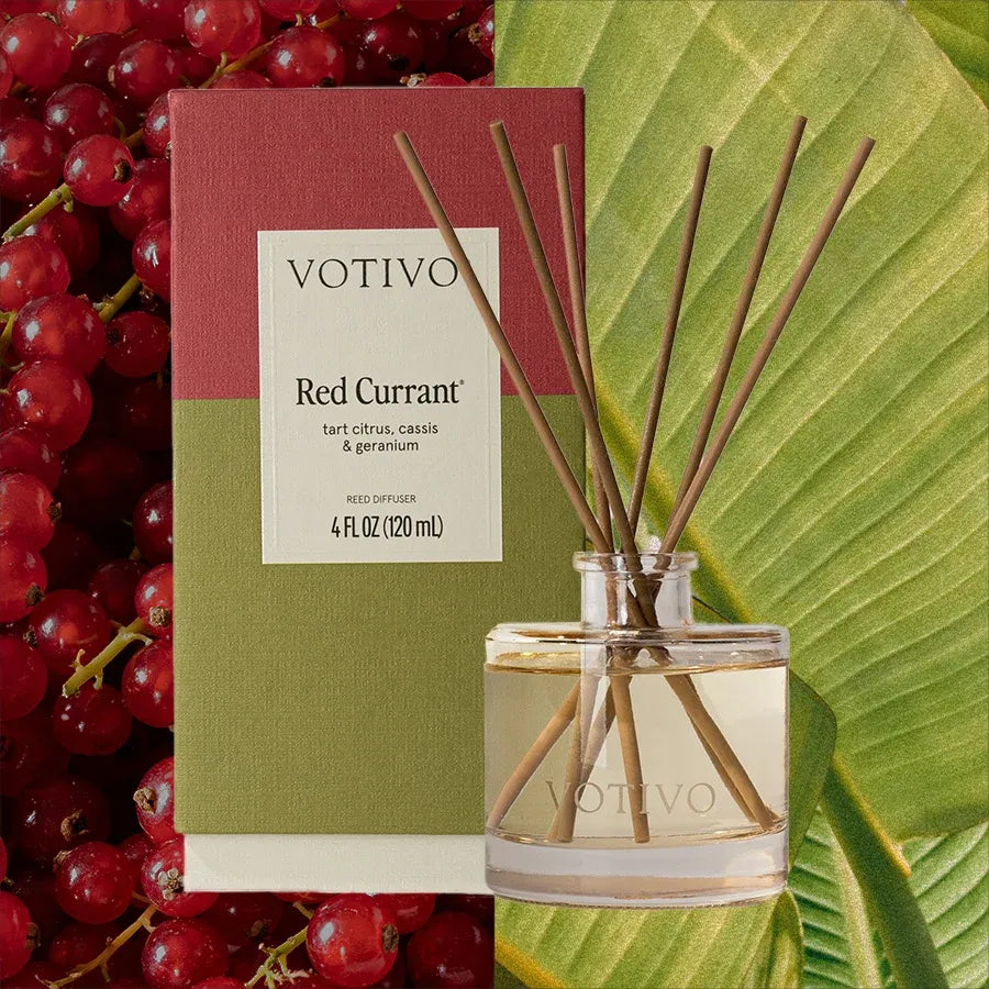 Red Currant Reed Diffuser with Fiber Reeds, 4 oz Fruity Fragrance and 30-Day Continuous Scent