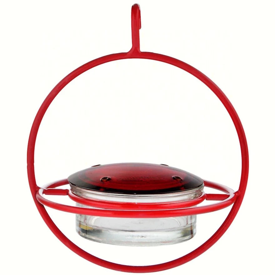 Red Glass Orb Hummingbird Feeder