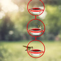 Red Glass Orb Hummingbird Feeder, Triple Orb Feeder - Red