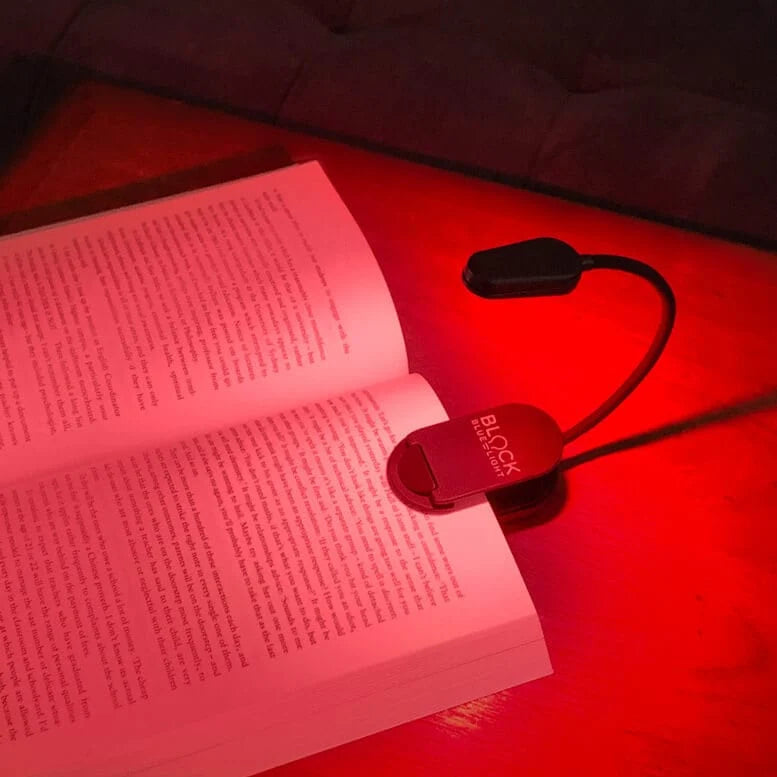 Red Light Book Light with Flicker-Free 360° Flexible Neck, Three Brightness Levels and Rechargeable 1200mAh Battery