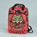 Red Samurai Art Backpack for School and Work with Separate Front Pockets and Adjustable Mesh Straps