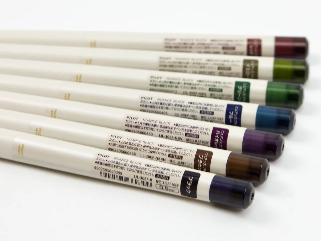Refillable Gel Pens for Notebook Writing and Office Notes, 0.5 mm Fine Point in Subtle Black Ink Shades