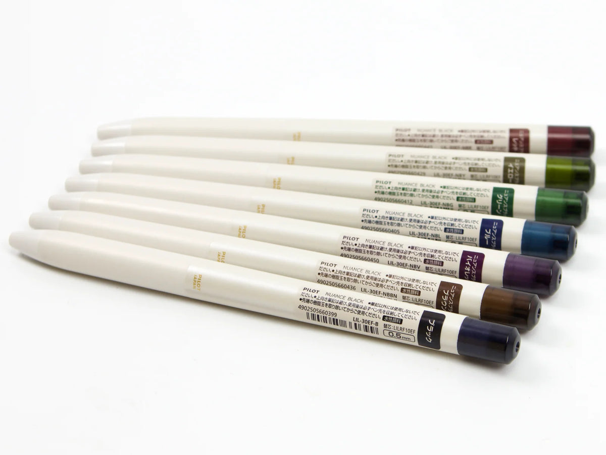 Refillable Gel Pens for Notebook Writing and Office Notes, 0.5 mm Fine Point in Subtle Black Ink Shades