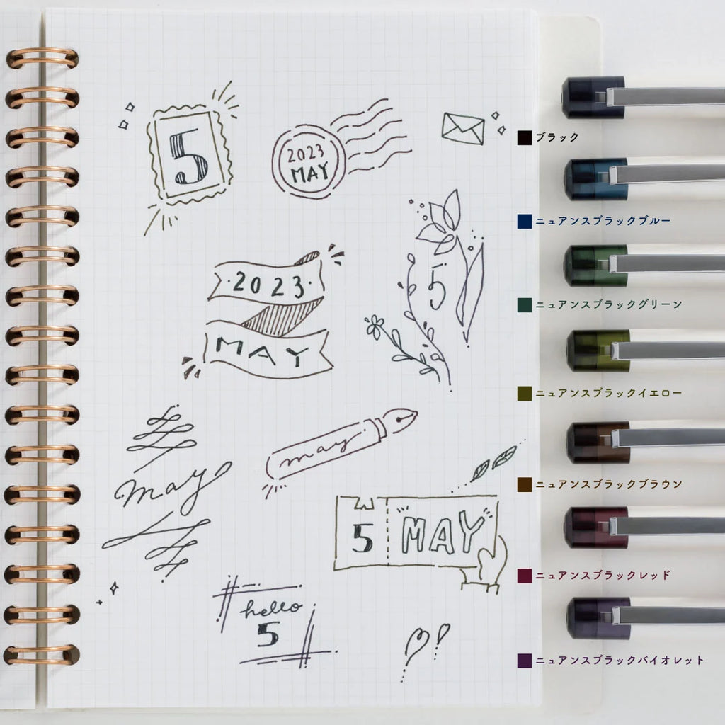 Refillable Gel Pens for Notebook Writing and Office Notes, 0.5 mm Fine Point in Subtle Black Ink Shades
