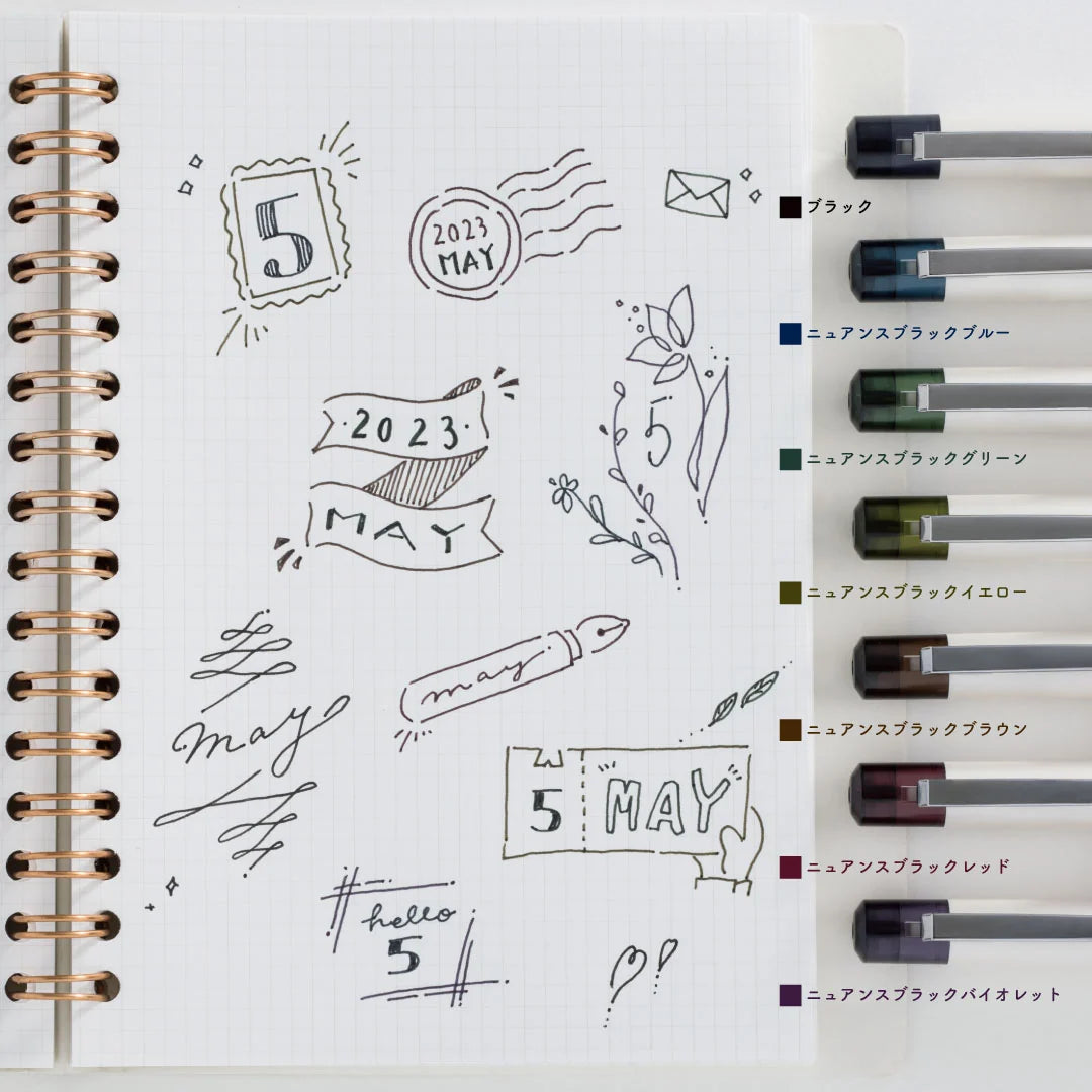 Refillable Gel Pens for Notebook Writing and Office Notes, 0.5 mm Fine Point in Subtle Black Ink Shades