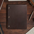 Refillable Leather B — Americano (+$10) / 3-Ring Hardware / No Paper / Americano (+$10) / 3-Ring Hardware / Blank Linen Embos