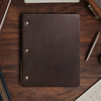 Refillable Leather B — Americano (+$10) / 3-Ring Hardware / No Paper / Americano (+$10) / 3-Ring Hardware / Blank Linen Embos
