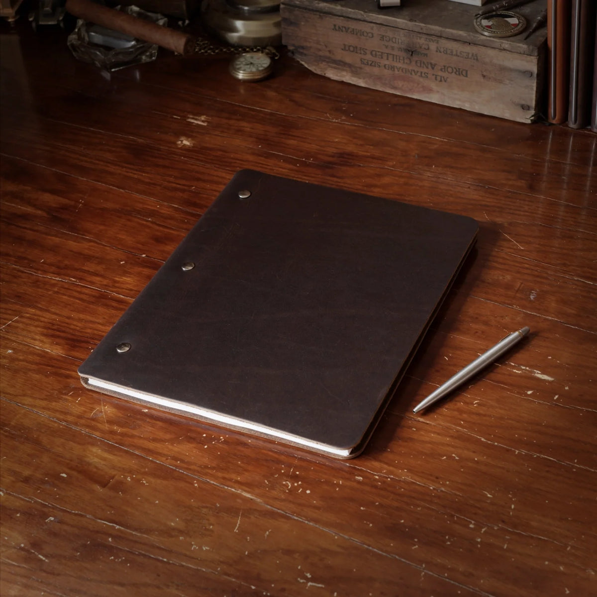 Refillable Leather Binder for Letter-Size Pages in a Slim Cut Design for Office Notes and Journaling