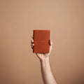 Refillable Leather Journal Handmade in Vienna, [pocket]-cognac-no