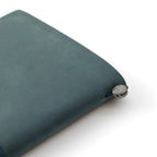Refillable Travel Notebook Starter Kit in Blue Leather, Regular Size, with a 64-Page Plain Insert