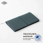 Refillable Travel Notebook Starter Kit in Blue Leather, Regular Size, with a 64-Page Plain Insert