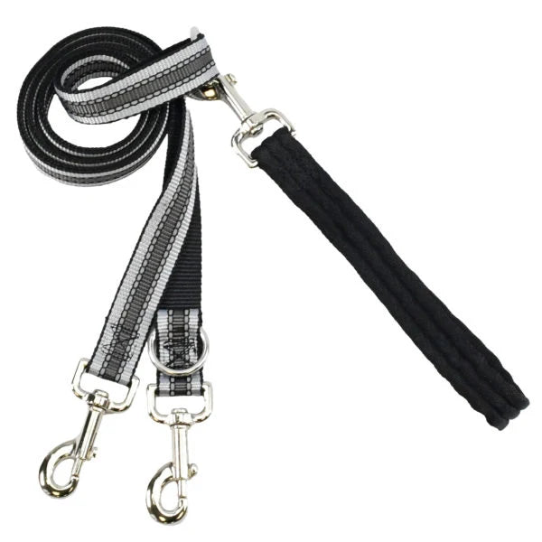 Reflective Black No-Pull Dog Harness with Velvet-Lined Chest Strap and Front and Back Leash Attachments