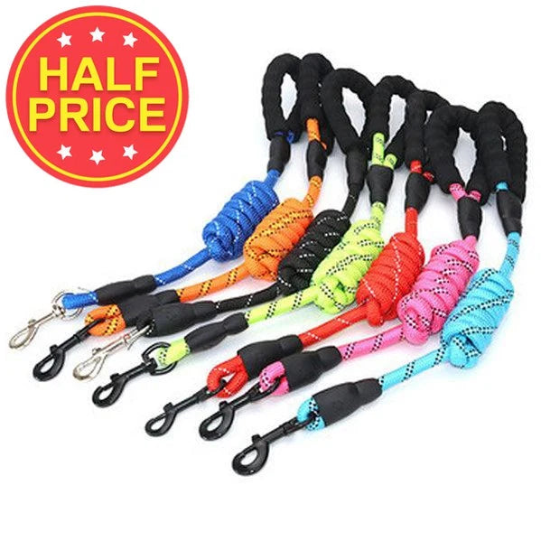 Reflective Rope Dog Lead with Foam Handle, Swivel Clip and 1m, 1.2m or 1.5m Length · 1.2cm diameter rope