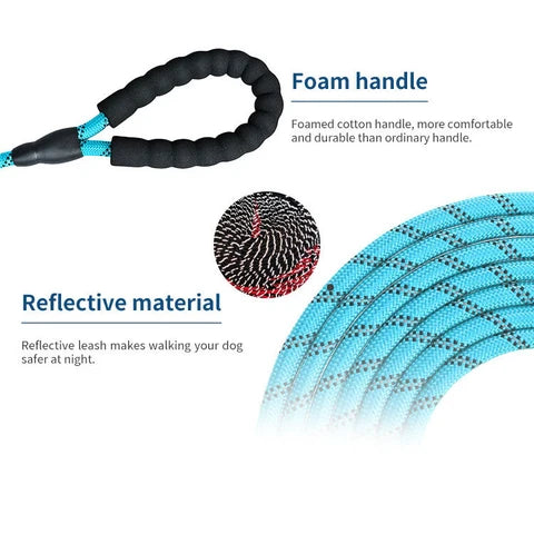 Reflective Rope Dog Lead with Foam Handle, Swivel Clip and 1m, 1.2m or 1.5m Length · 1.2cm diameter rope