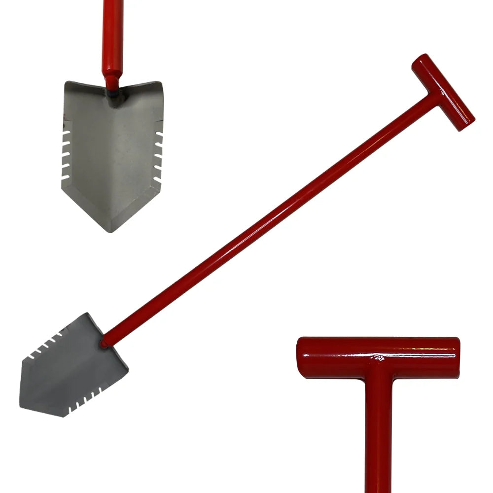 Relic Shovel for Metal Detecting and Garden Digging with 36-Inch Handle, Serrated Edges and Protective Sheath