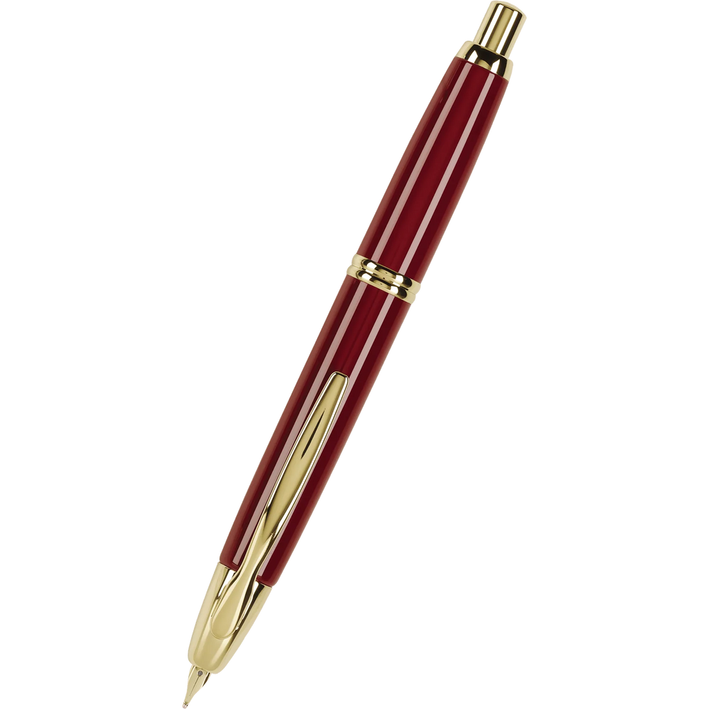 Retractable Fountain Pen in Red and Gold Trim