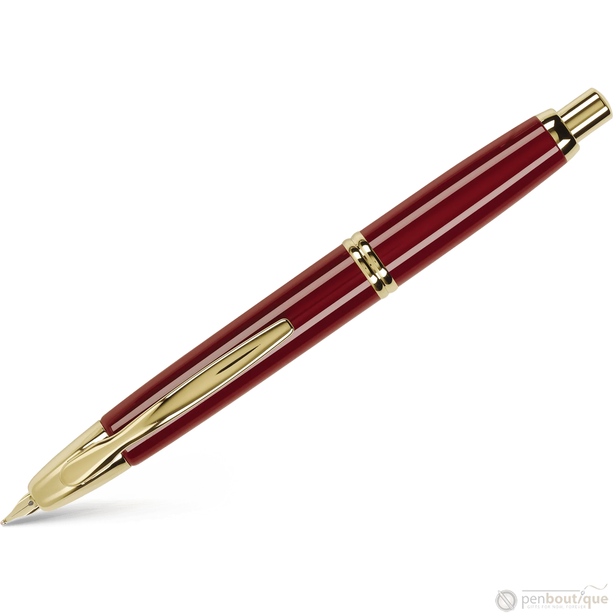 Retractable Fountain Pen in Red and Gold Trim