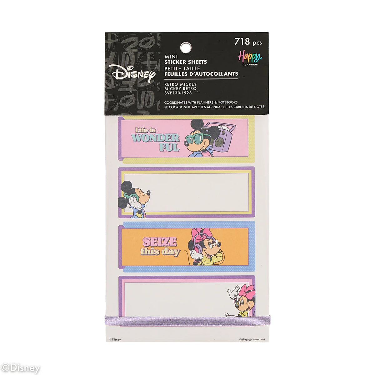 Retro Planner Sticker Book for Mini Layouts with 30 Sheets of Colorful Boxes and Character Designs