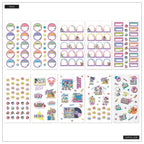 Retro Planner Sticker Book for Mini Layouts with 30 Sheets of Colorful Boxes and Character Designs