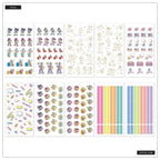Retro Planner Sticker Book for Mini Layouts with 30 Sheets of Colorful Boxes and Character Designs