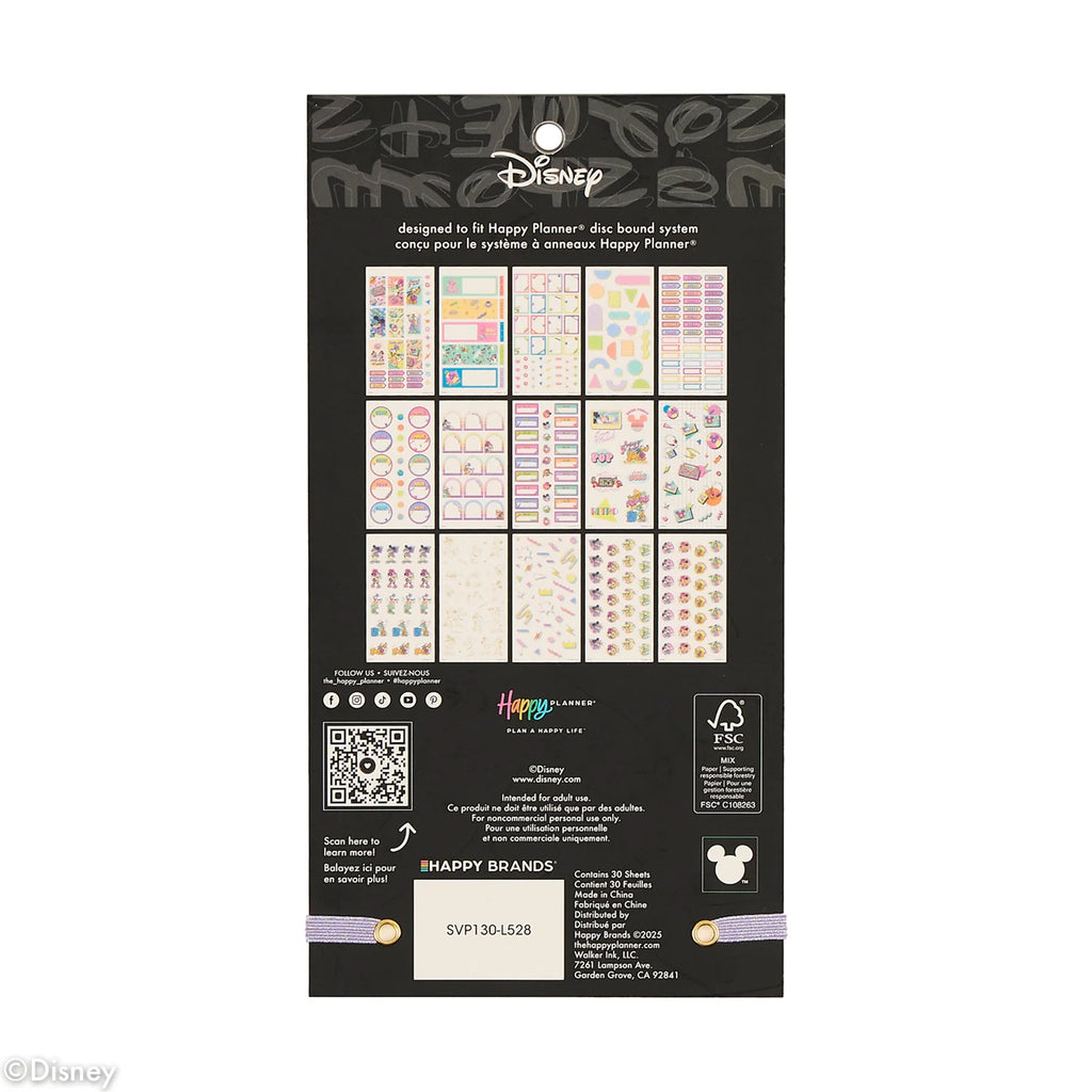Retro Planner Sticker Book for Mini Layouts with 30 Sheets of Colorful Boxes and Character Designs