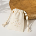 Reusable Calico Drawstring Bags in Recycled Cotton with Custom Logo Printing, Multiple Sizes and Bulk Quantities